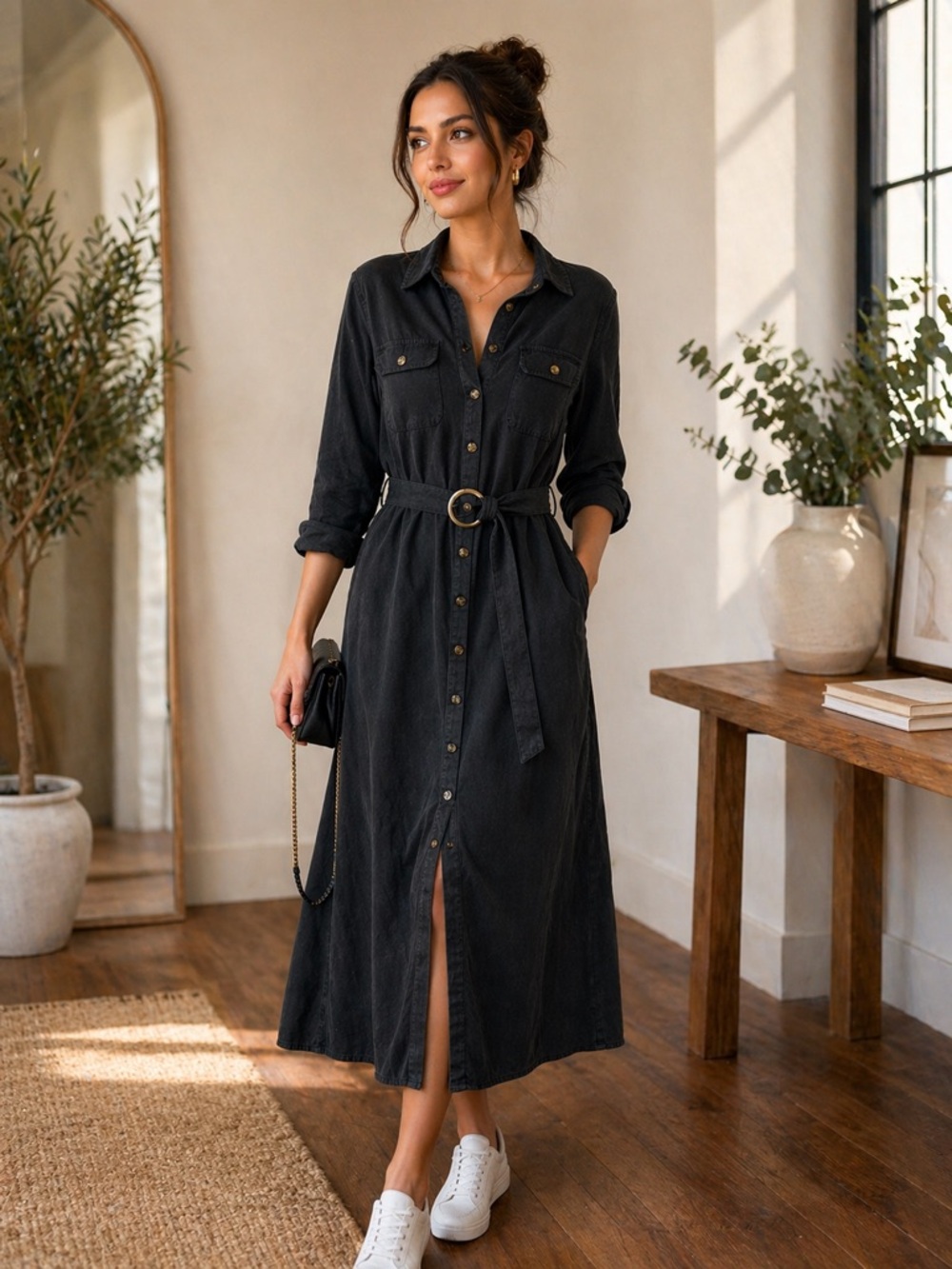 New Velvet Heart  Button Down  belted DRESS